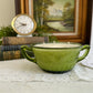 Vintage Green Glass Bowl Candle with Handles- Patchouli