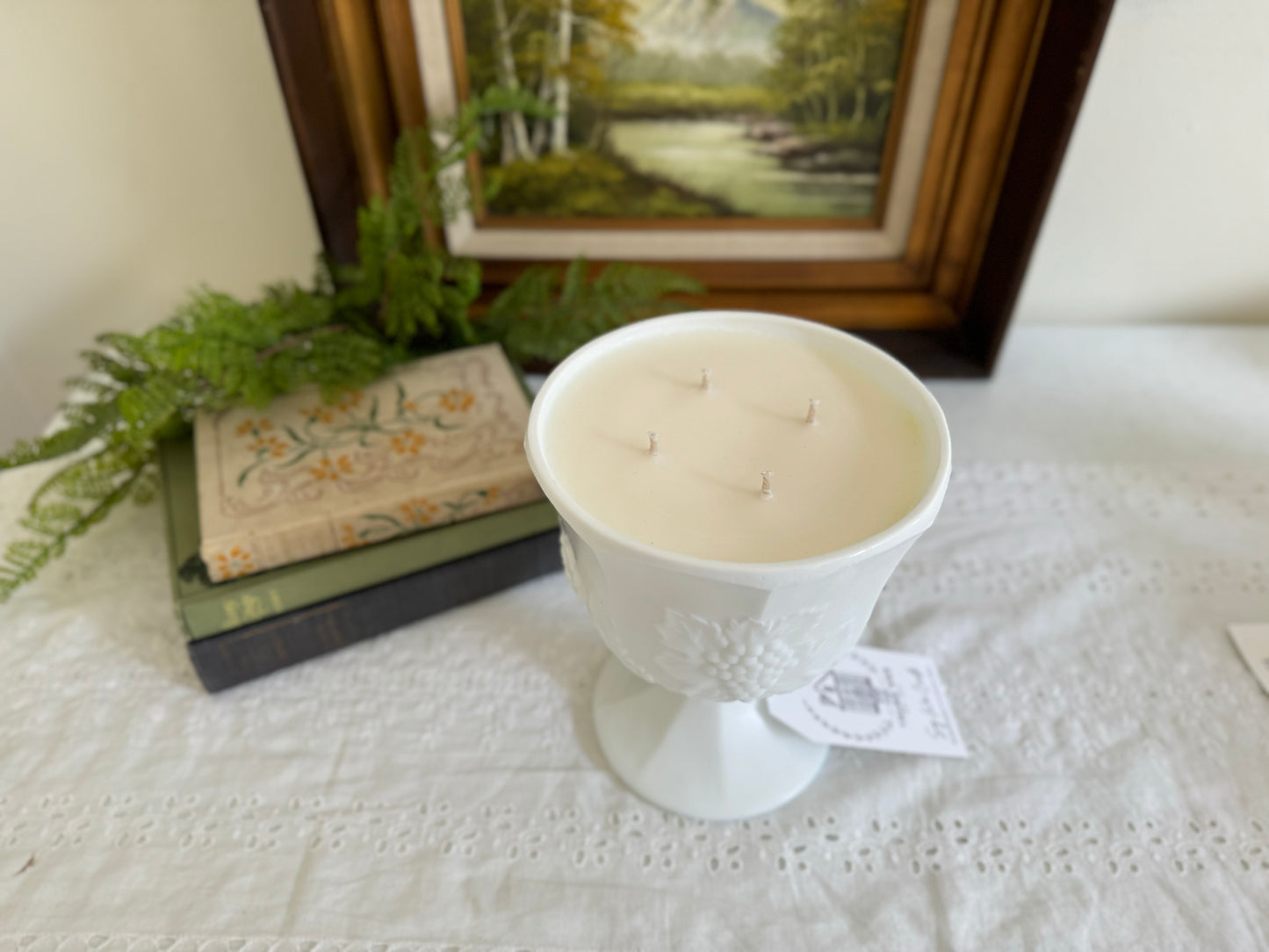 Vintage Milk Glass Candle- Juniper Berry