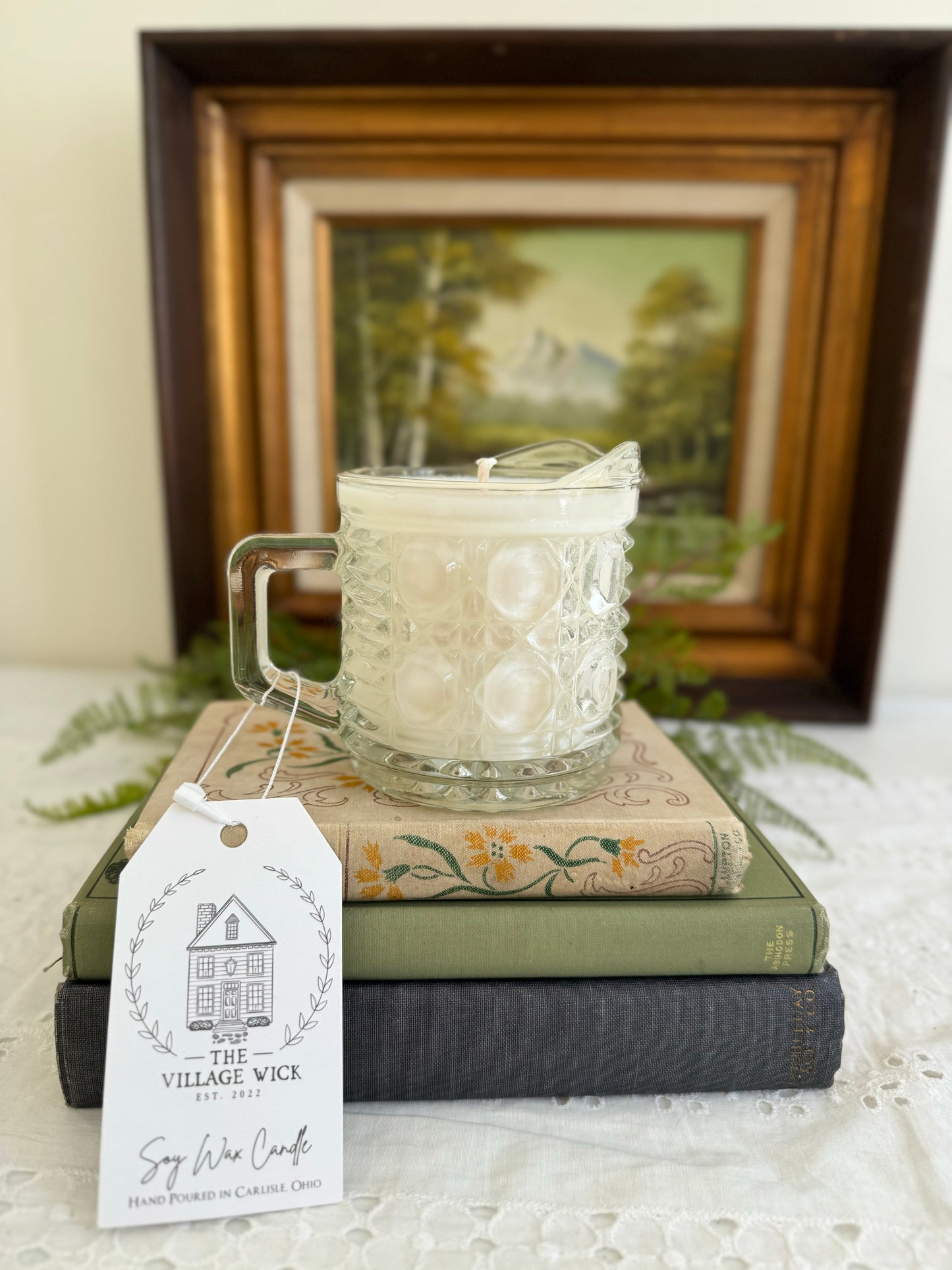 Vintage Glass Creamer Candle- Sherlock’s Study