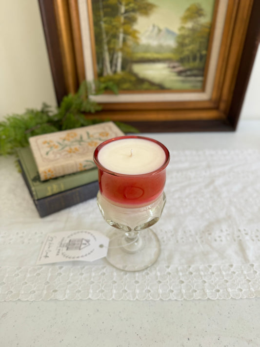 Vintage Red Glass Goblet Candle- Nag Champa