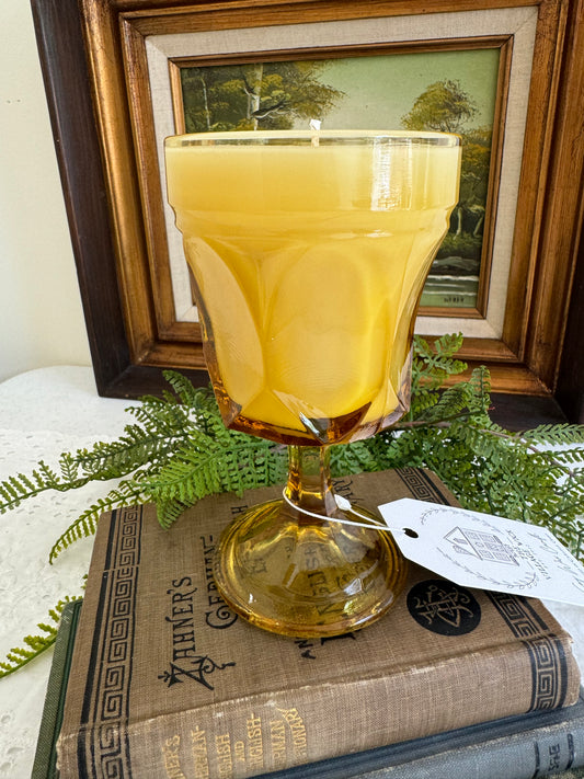 Vintage Amber Goblet Candle- Sherlock’s Study