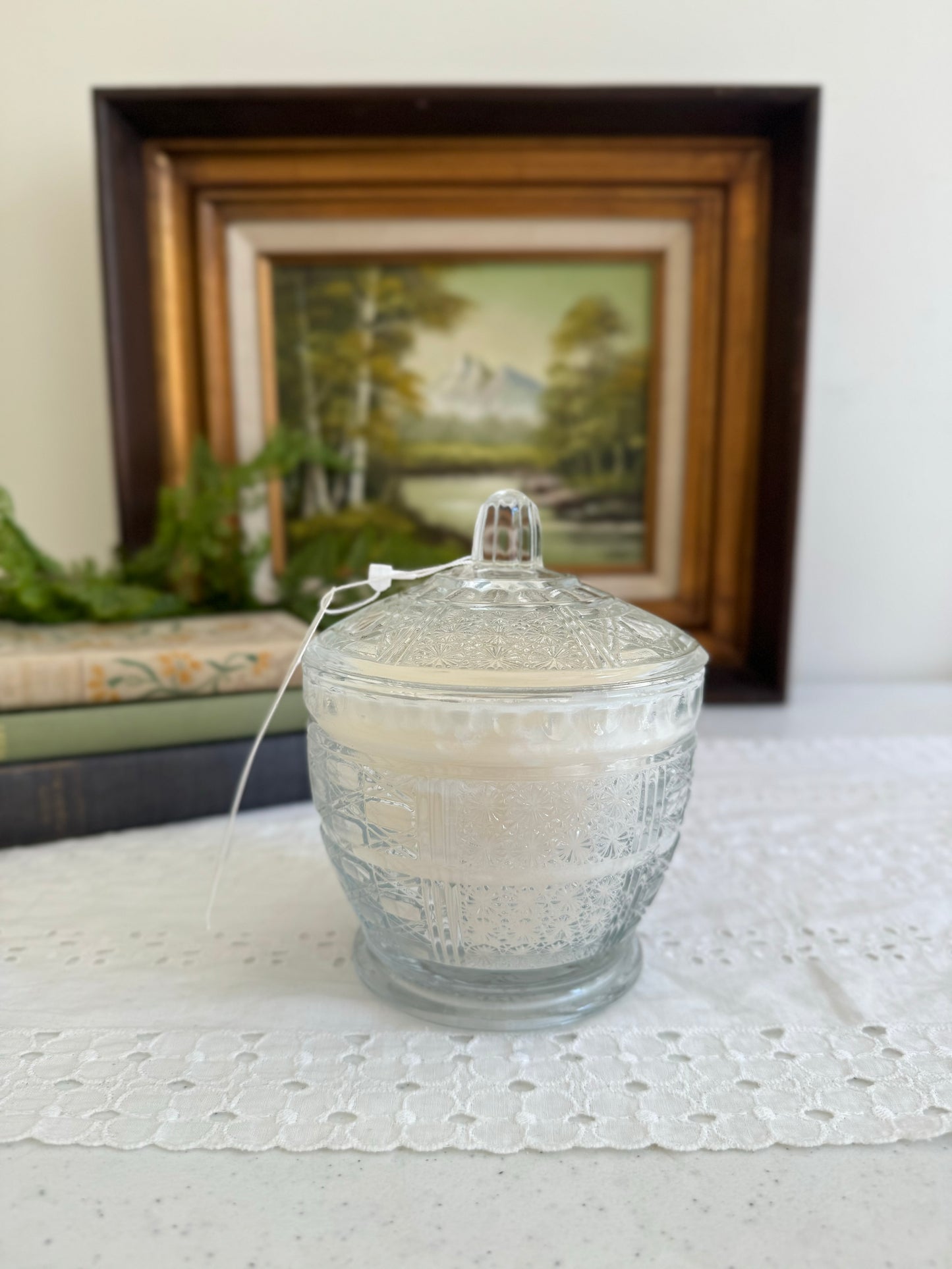 Vintage Glass Bowl Candle w/Lid- Emerald Grove