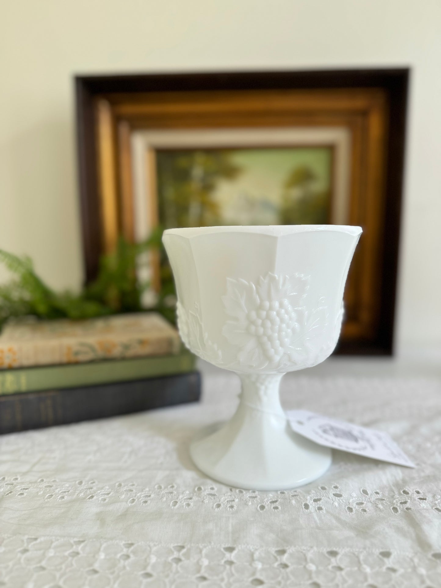 Vintage Milk Glass Candle- Juniper Berry