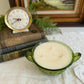 Vintage Green Glass Bowl Candle with Handles- Patchouli