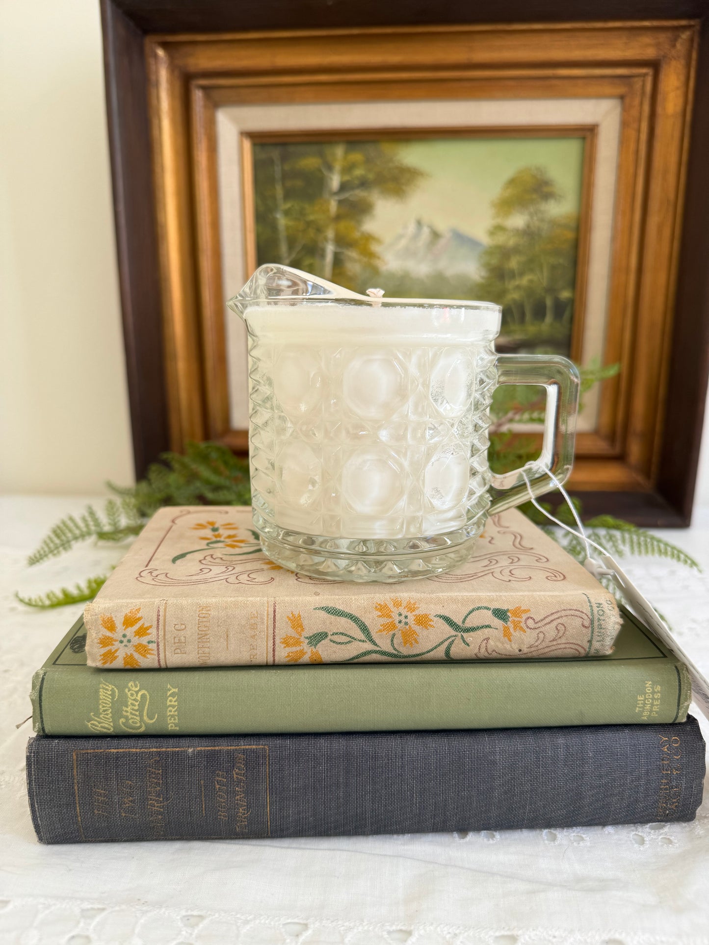 Vintage Glass Creamer Candle- Sherlock’s Study