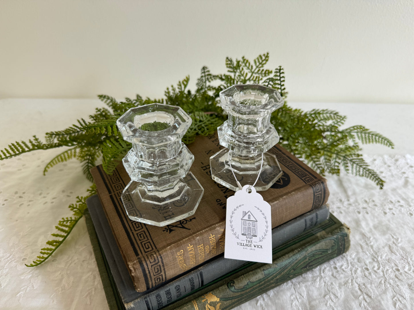 Vintage Candlestick Pair-Octagonal