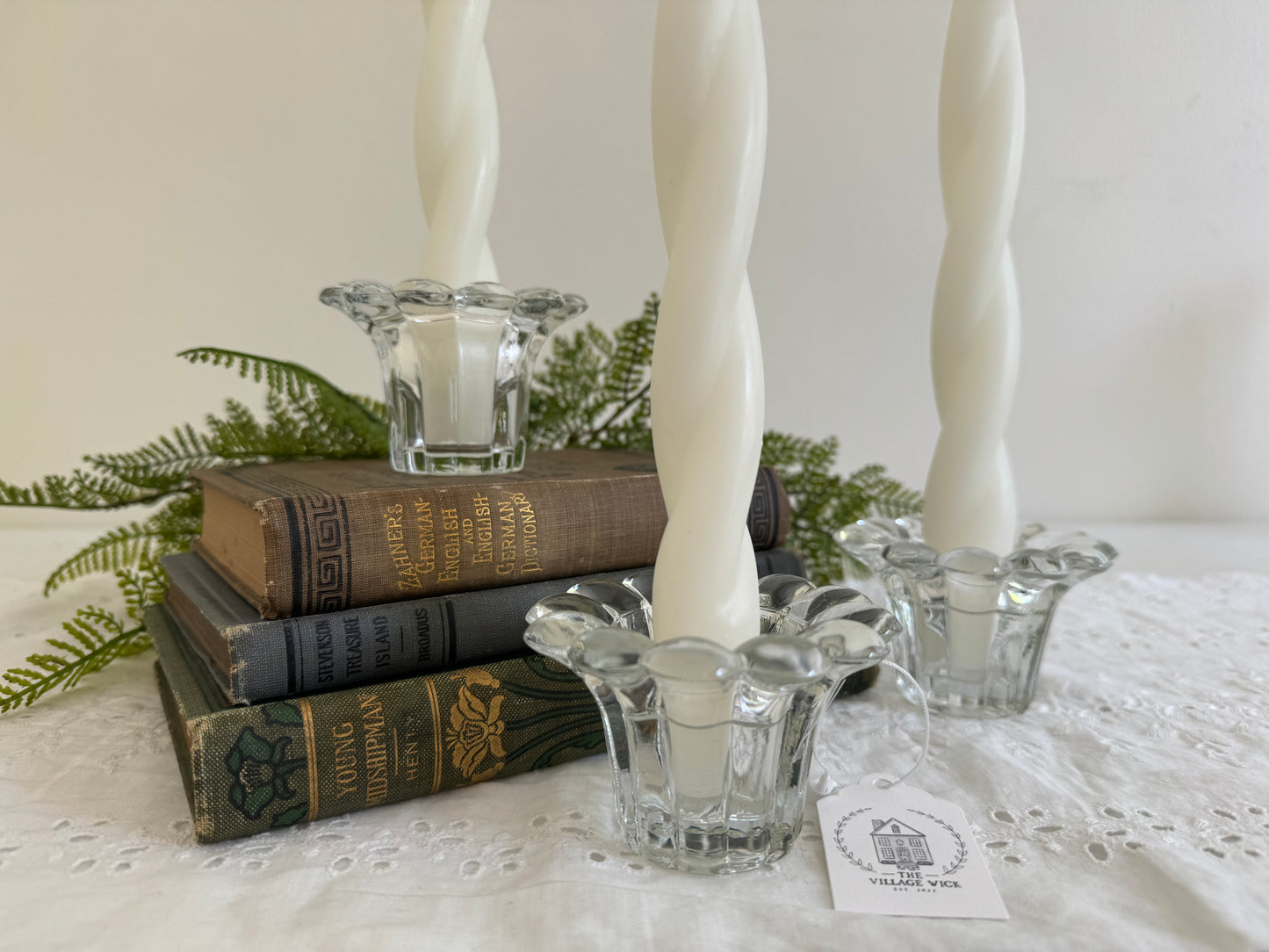 Vintage Candlestick Trio- Floral Design