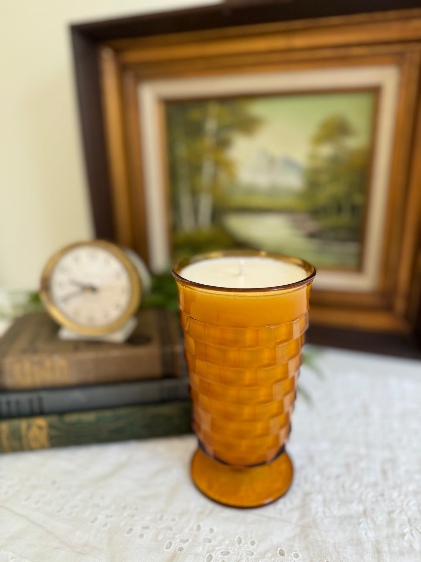 Vintage Amber Goblet Candle - Nag Champa