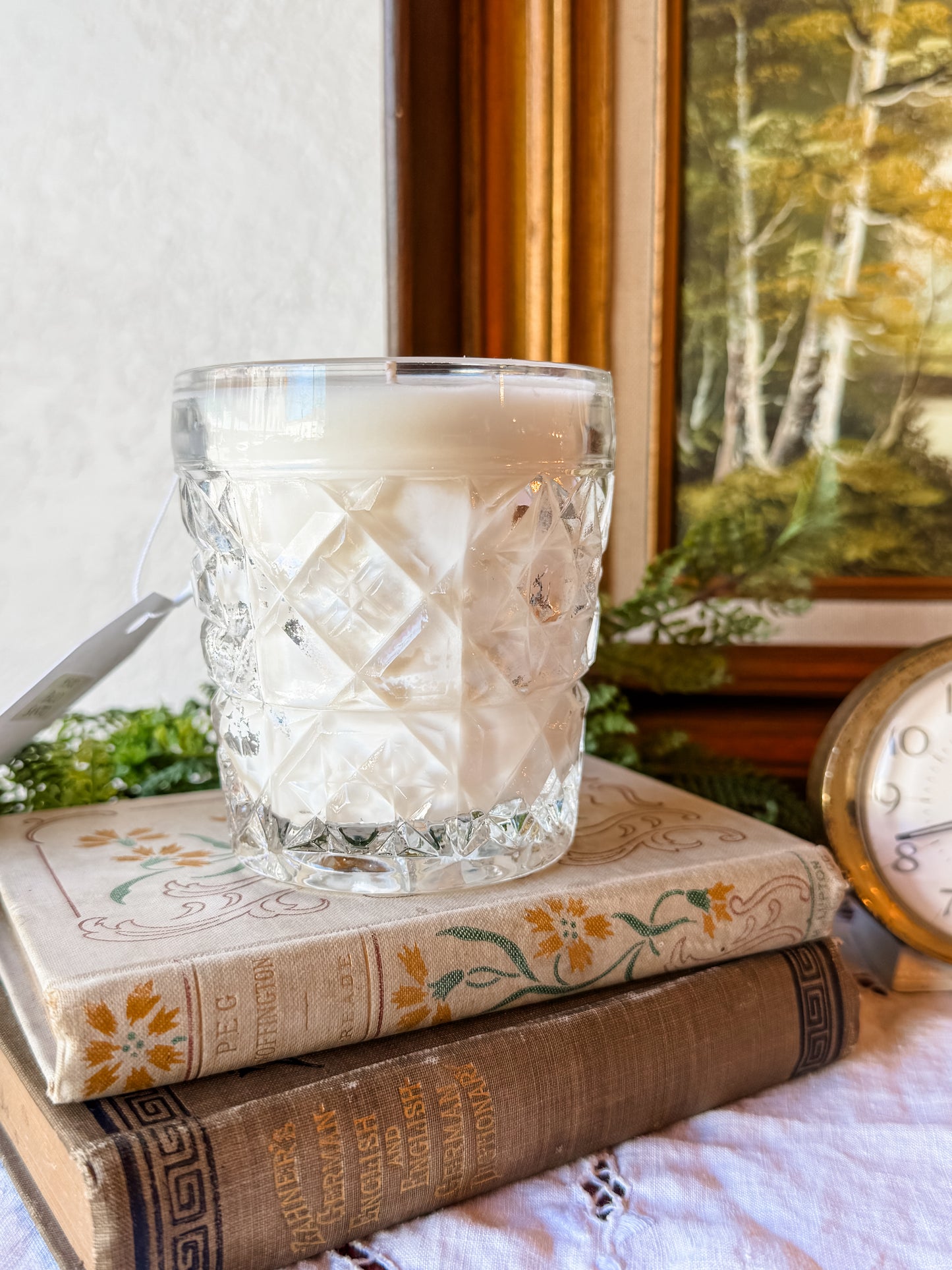 Vintage Glass Candle with Cut Detailing - Palo Santo