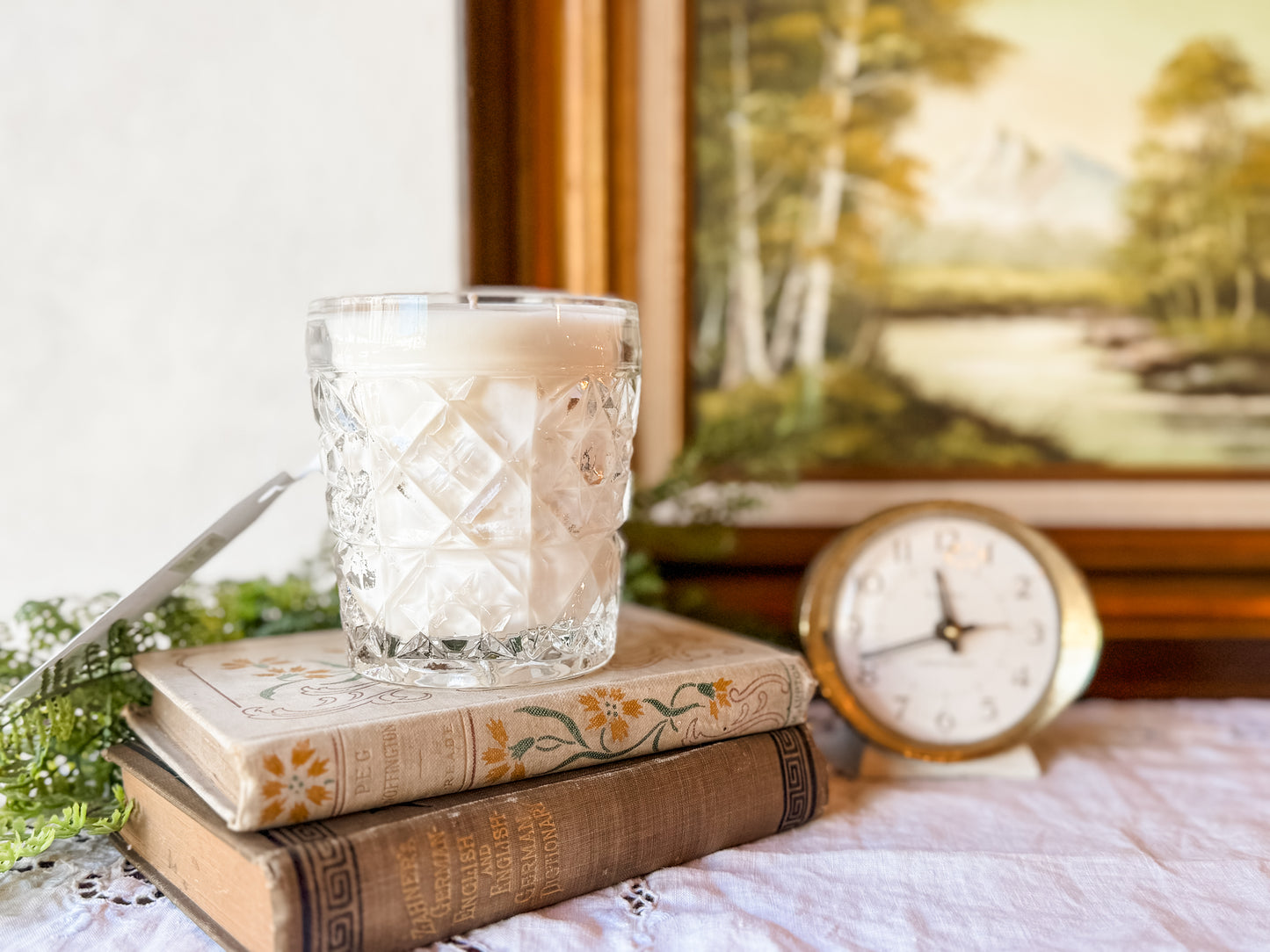 Vintage Glass Candle with Cut Detailing - Palo Santo