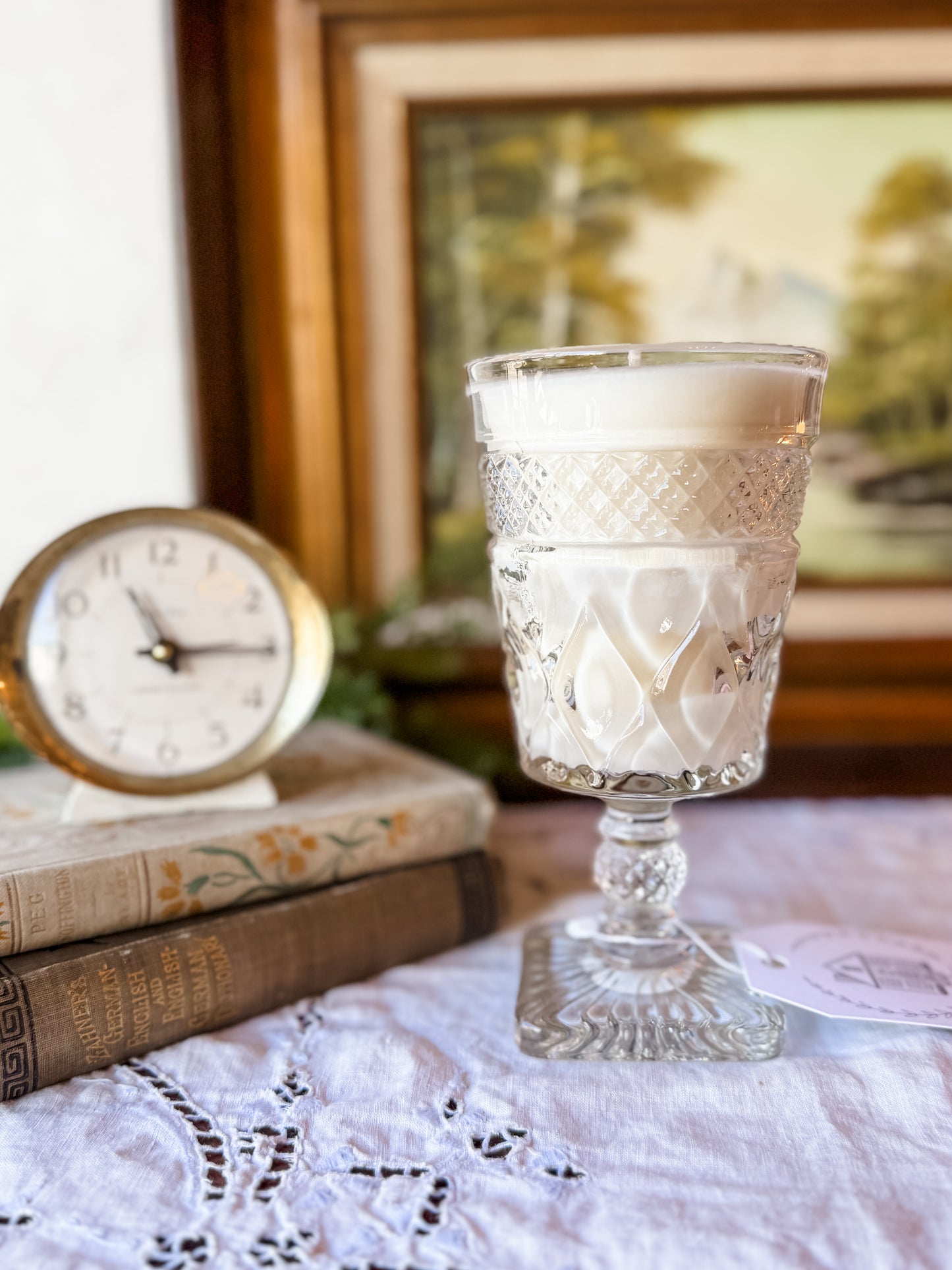 Vintage Goblet Candle with Square Base - Palo Santo