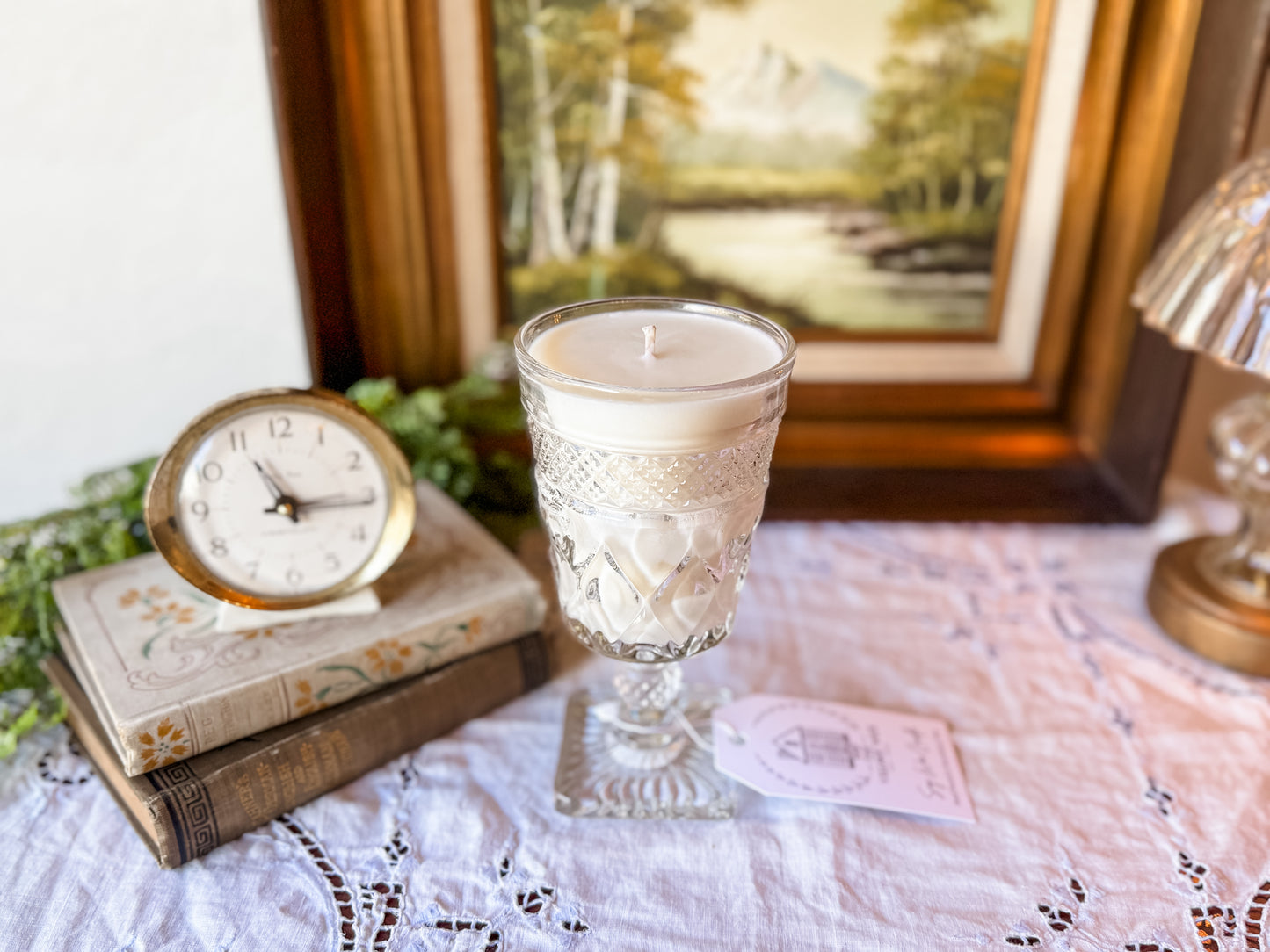 Vintage Goblet Candle with Square Base - Palo Santo