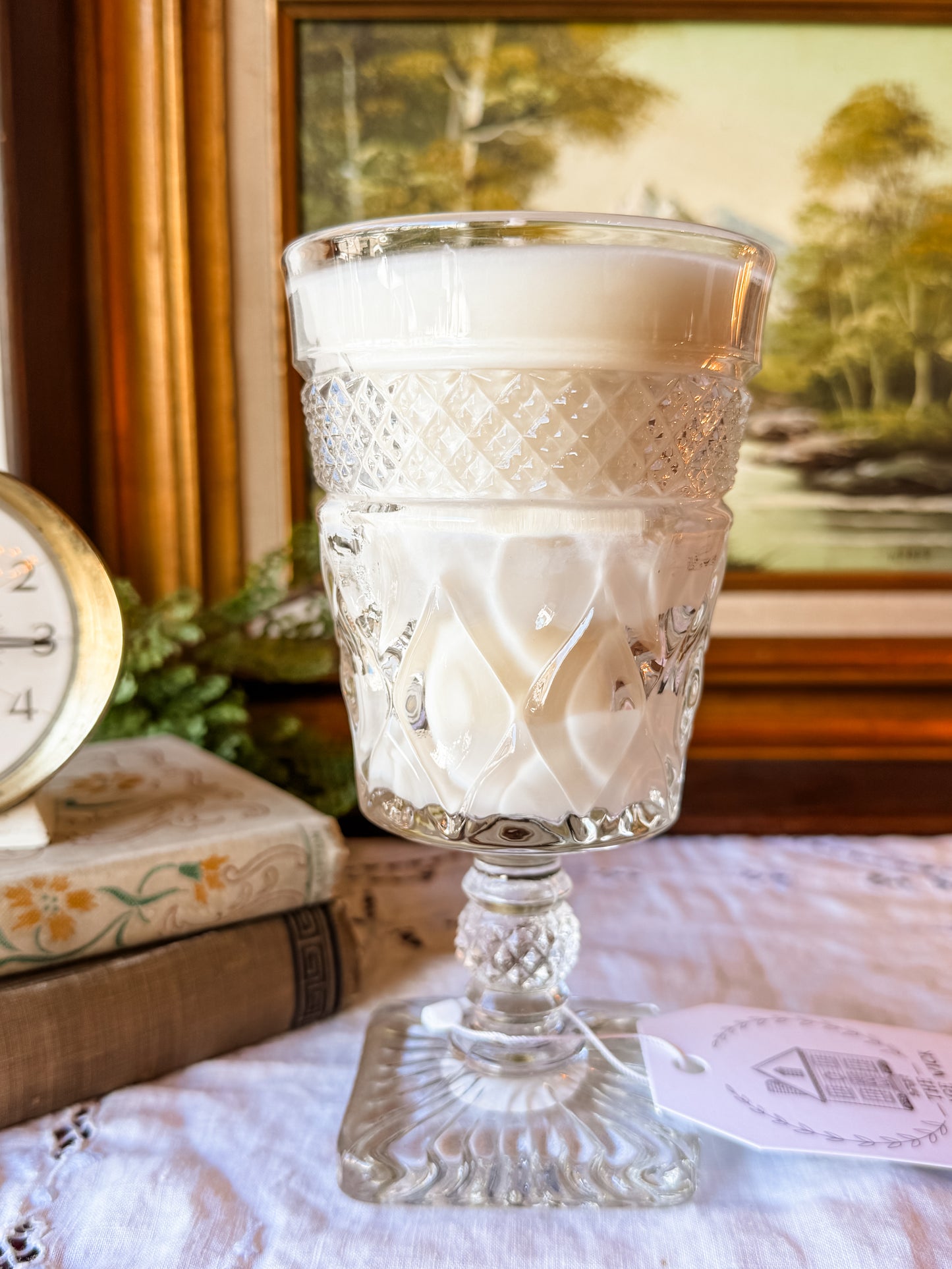 Vintage Goblet Candle with Square Base - Palo Santo