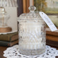 Vintage Cut Glass Canister Candle with Lid - Cozy Cabin