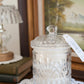 Vintage Cut Glass Canister Candle with Lid - Cozy Cabin